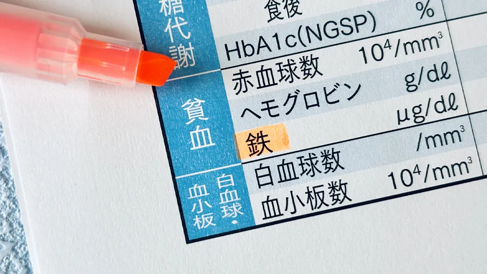 健康診断の鉄の検査結果
